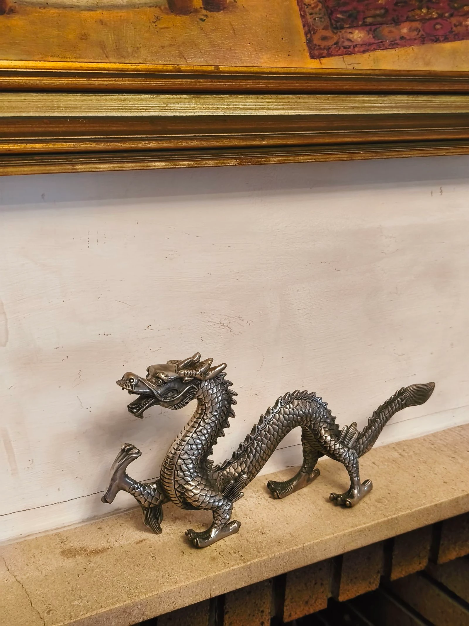 Figura escultura de bronze prateado Dragão loon – photo 2